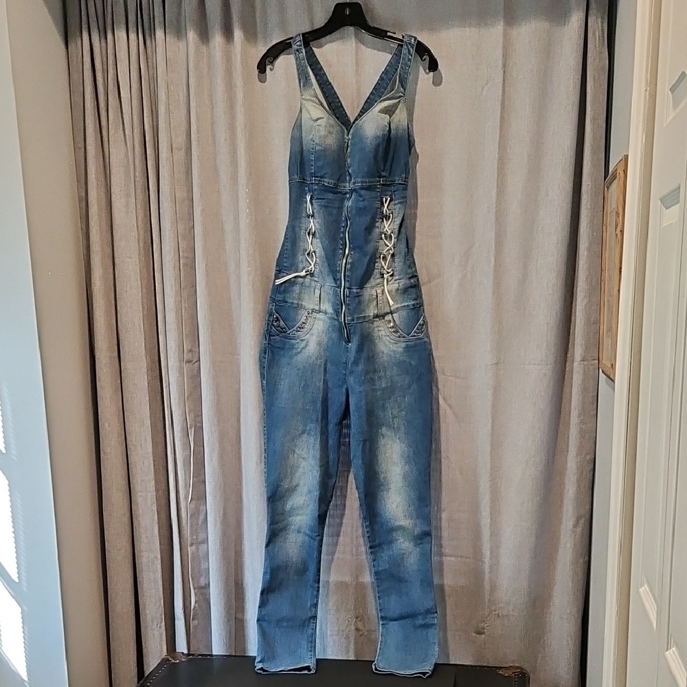 Vintage 90's Slim Stretch Blue Wash Denim Jumper